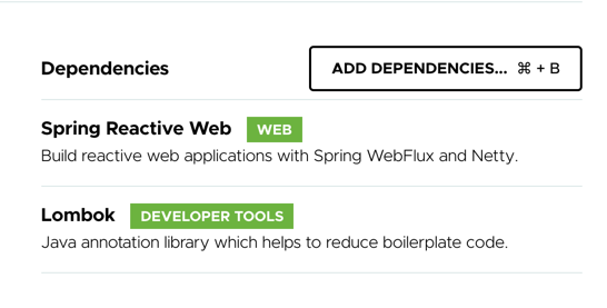 Spring Initializr dependencies